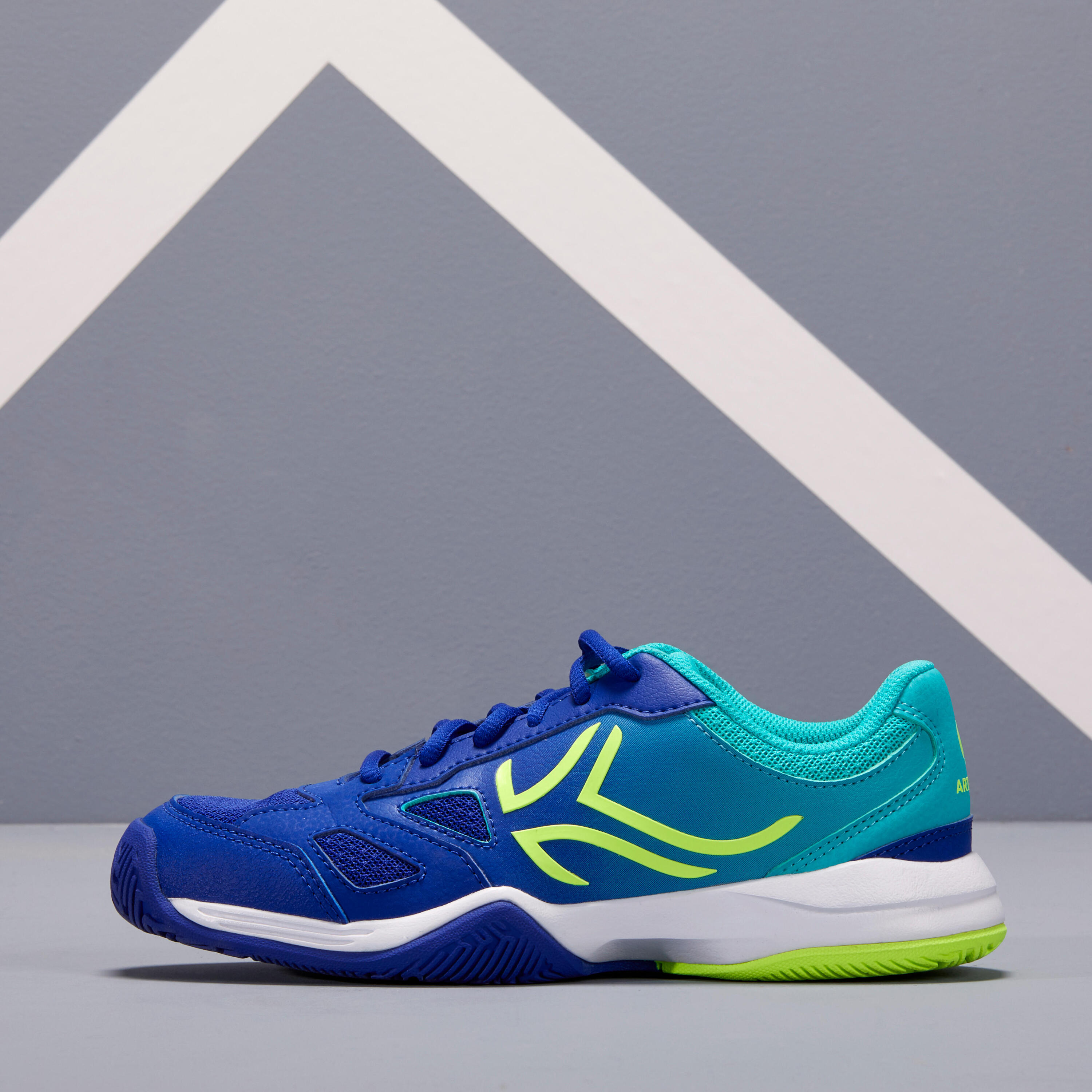TS560 JR Kids' Tennis Shoes - Blue/Green 3/9