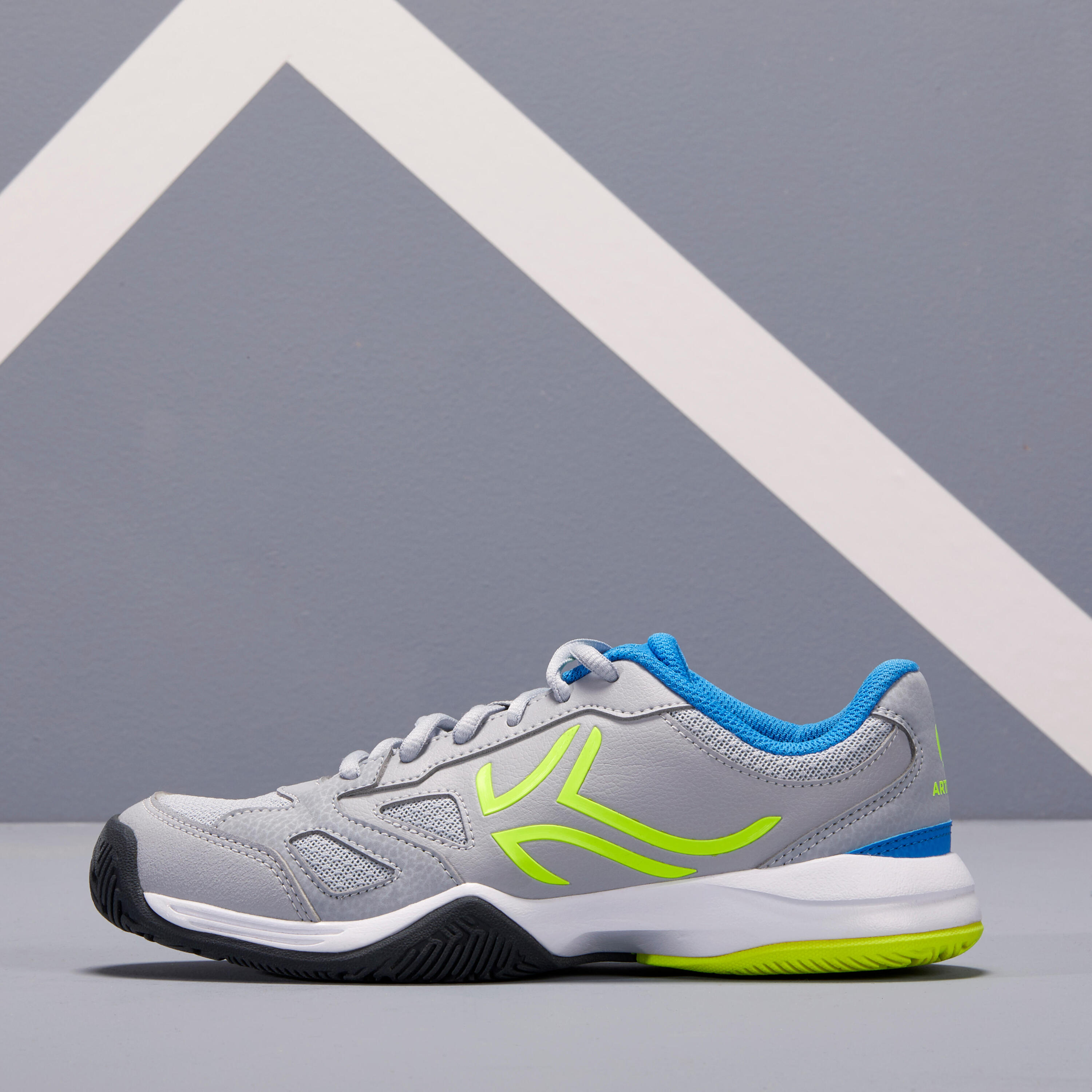 TS560 JR Kids' Tennis Shoes - Grey/Yellow 3/9