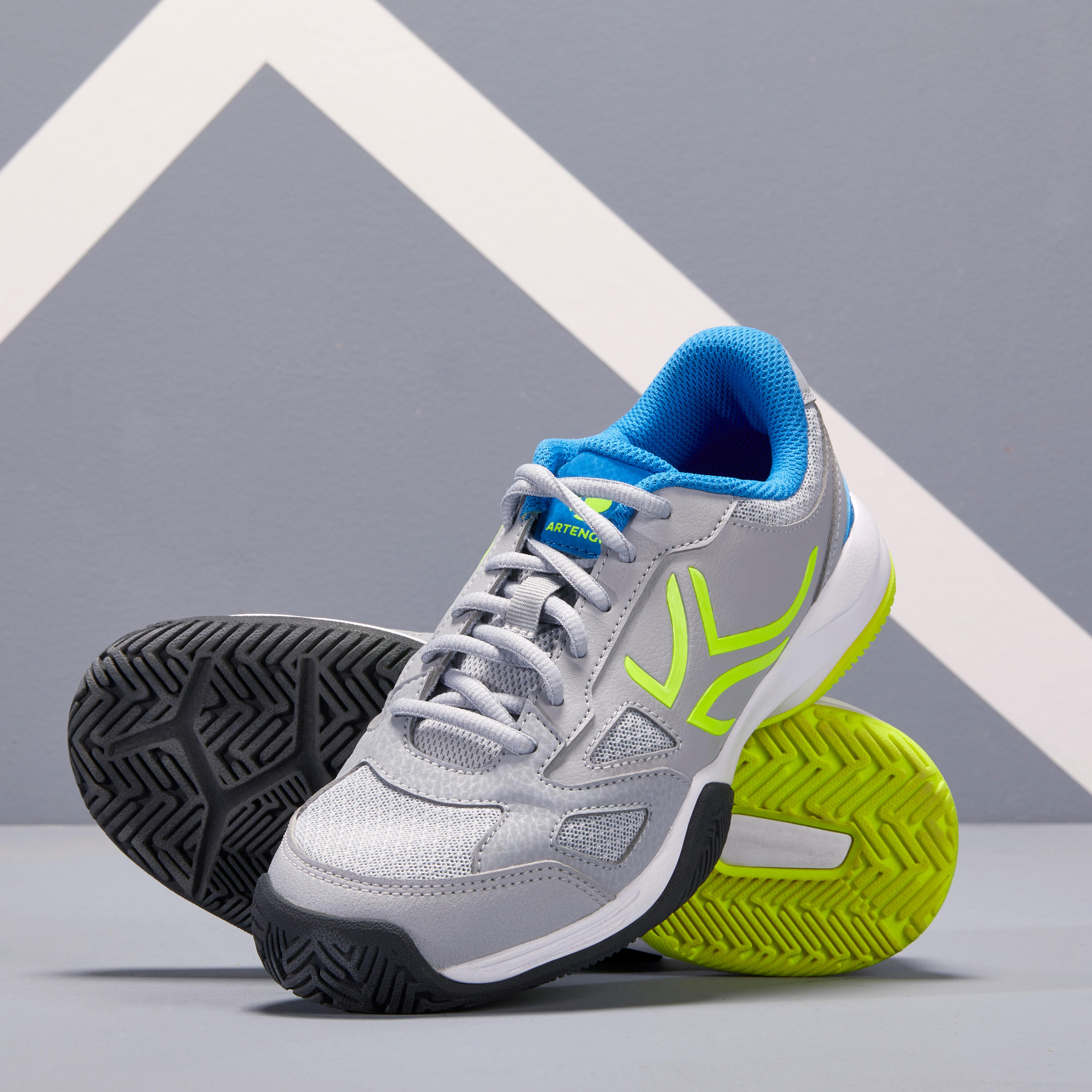 TS560 JR Kids' Tennis Shoes - Grey/Yellow 5/9