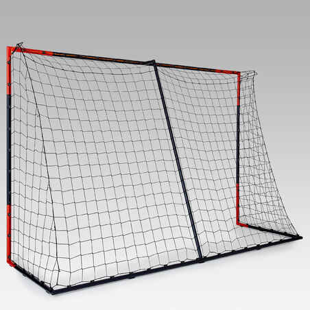 Large movable steel football goal, blue