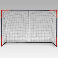 Large movable steel football goal, blue