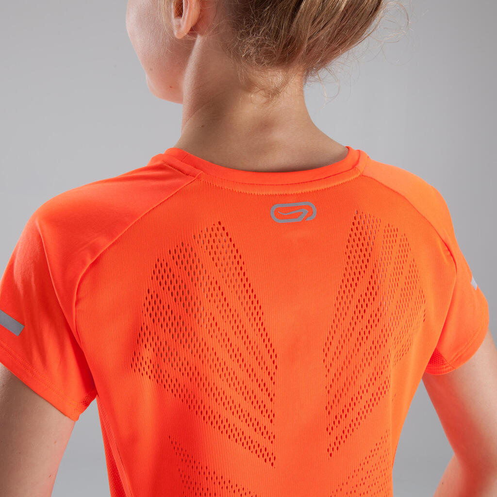 Laufshirt kurzarm Kiprun Mädchen orange