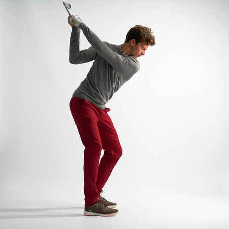 Men's golf trousers MW500 - Dark red