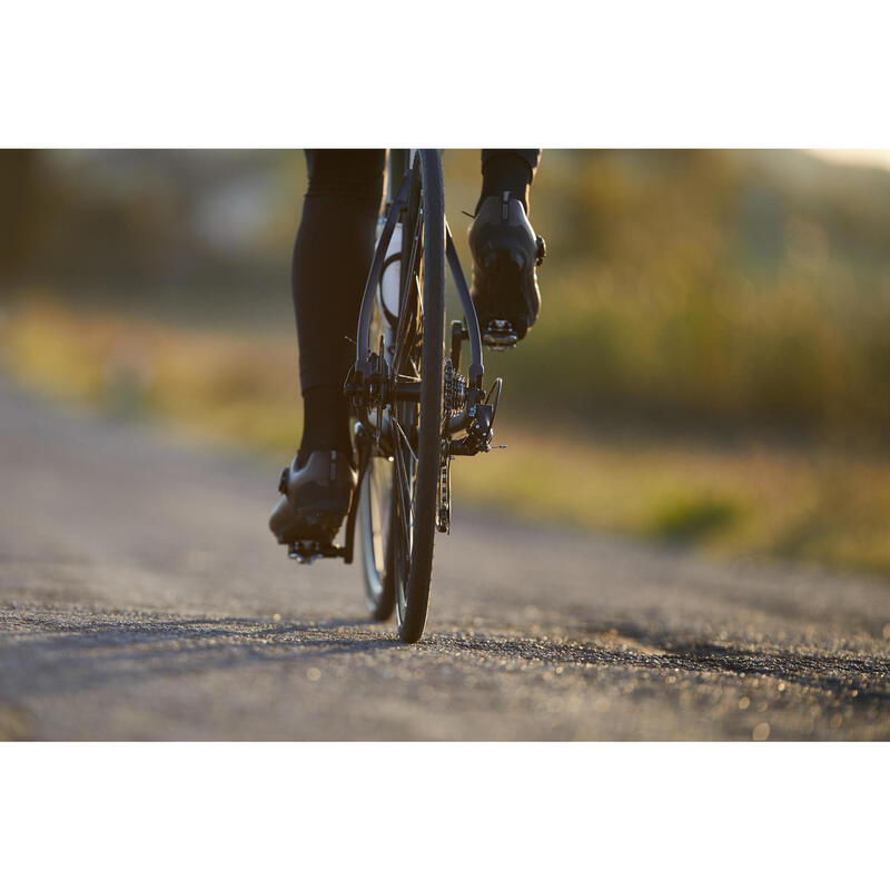 FIETSSCHOENEN VOOR GRAVELBIKEN EN RACEFIETSEN GRVL 520 SPD MET VETERS LEER ZWART