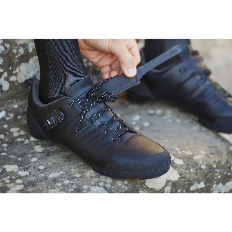 CHAUSSURES VELO GRAVEL ET ROUTE CUIR A LACETS SPD GRVL 520 NOIRE