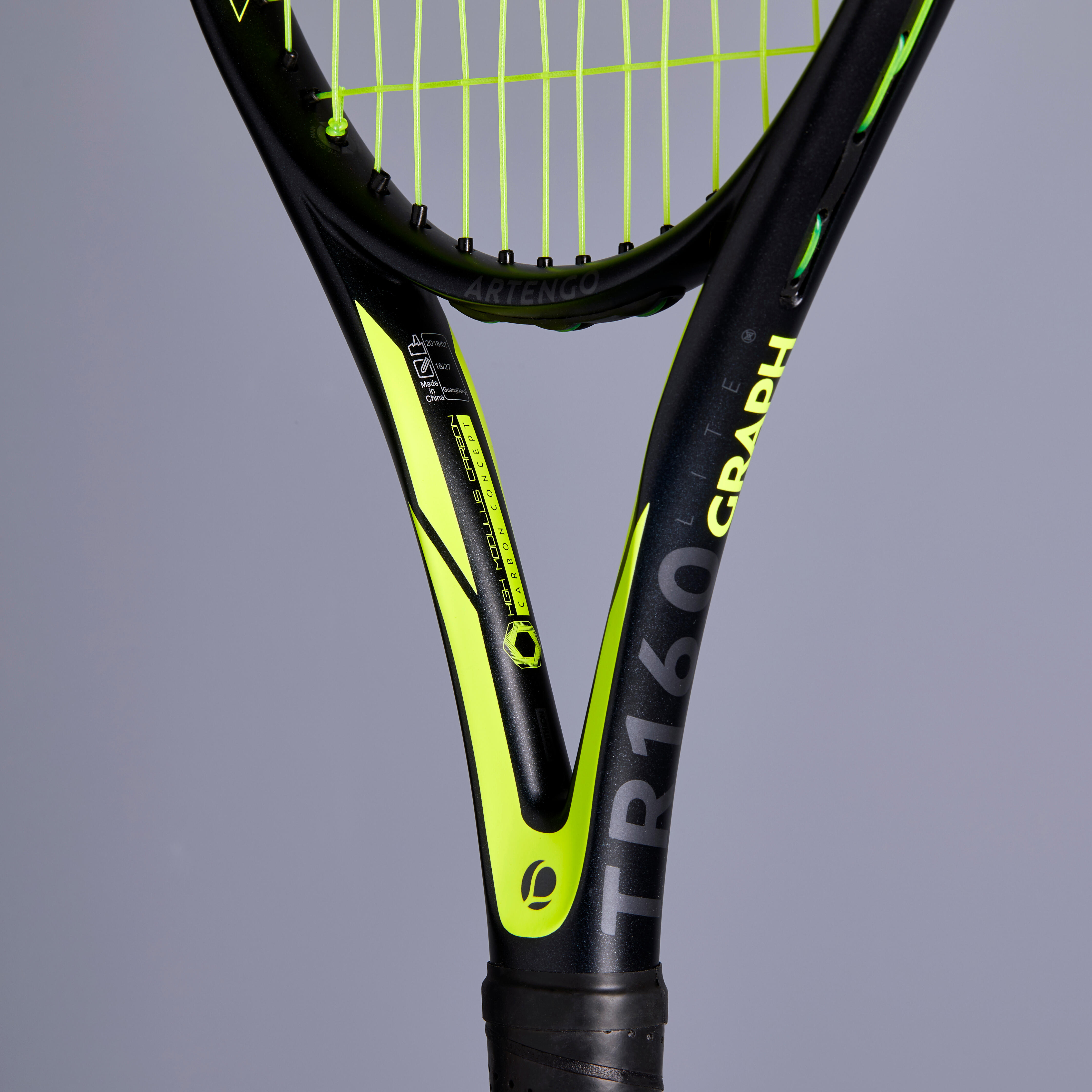 Tennis Racket - TR 160 Graph Black - Black, Yellow green - Artengo ...