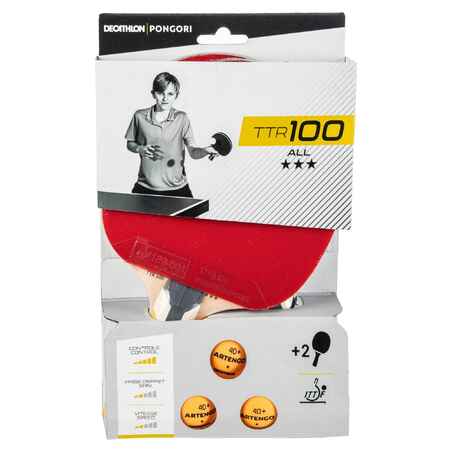 Set of 2 TTR 100 3* All-Round Table Tennis Bats and 3 TTB 100* 40+ Balls Orange