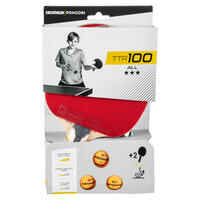 Set of 2 TTR 100 3* All-Round Table Tennis Bats and 3 TTB 100* 40+ Balls Orange