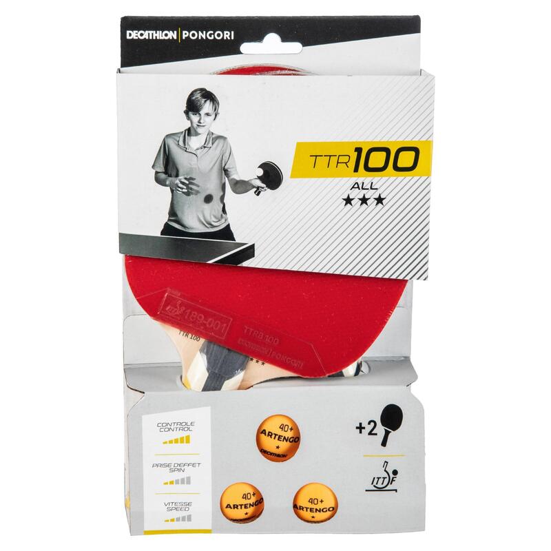 Pingpongütő szett 2 db ütő: TTR 100 3* Allround + 3 db labda: TTB 100* 40+ 