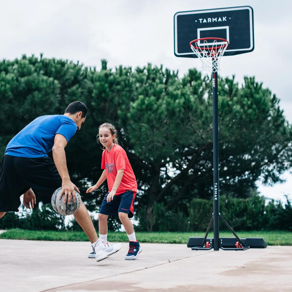 Basketball Hoop With Adjustable Stand In Black - 2.20m To 3.05m