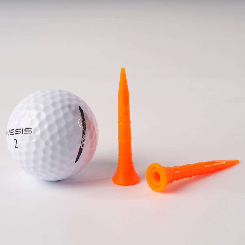 Plastikiniai golfo kamuoliukų laikikliai „Inesis“, 54 mm, oranžiniai, 10 vienetų