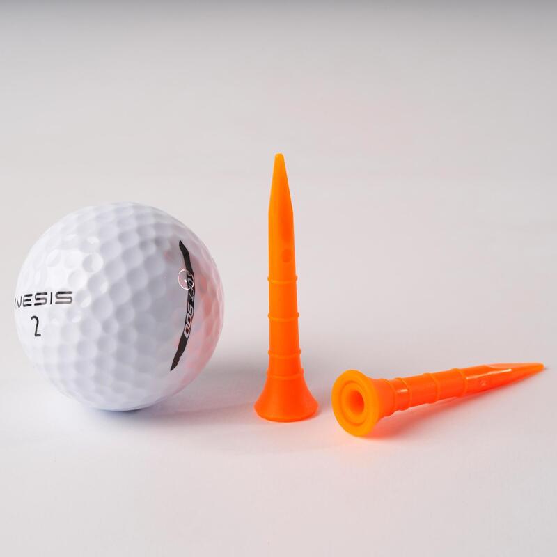 Golf-Tees Kunststoff 54 mm 10 Stück Inesis 500 orange 