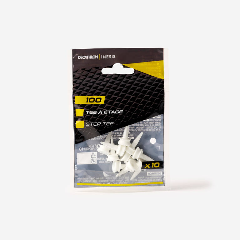 GOLF PLASTIC STEP TEES x10 6mm - INESIS 100 WHITE