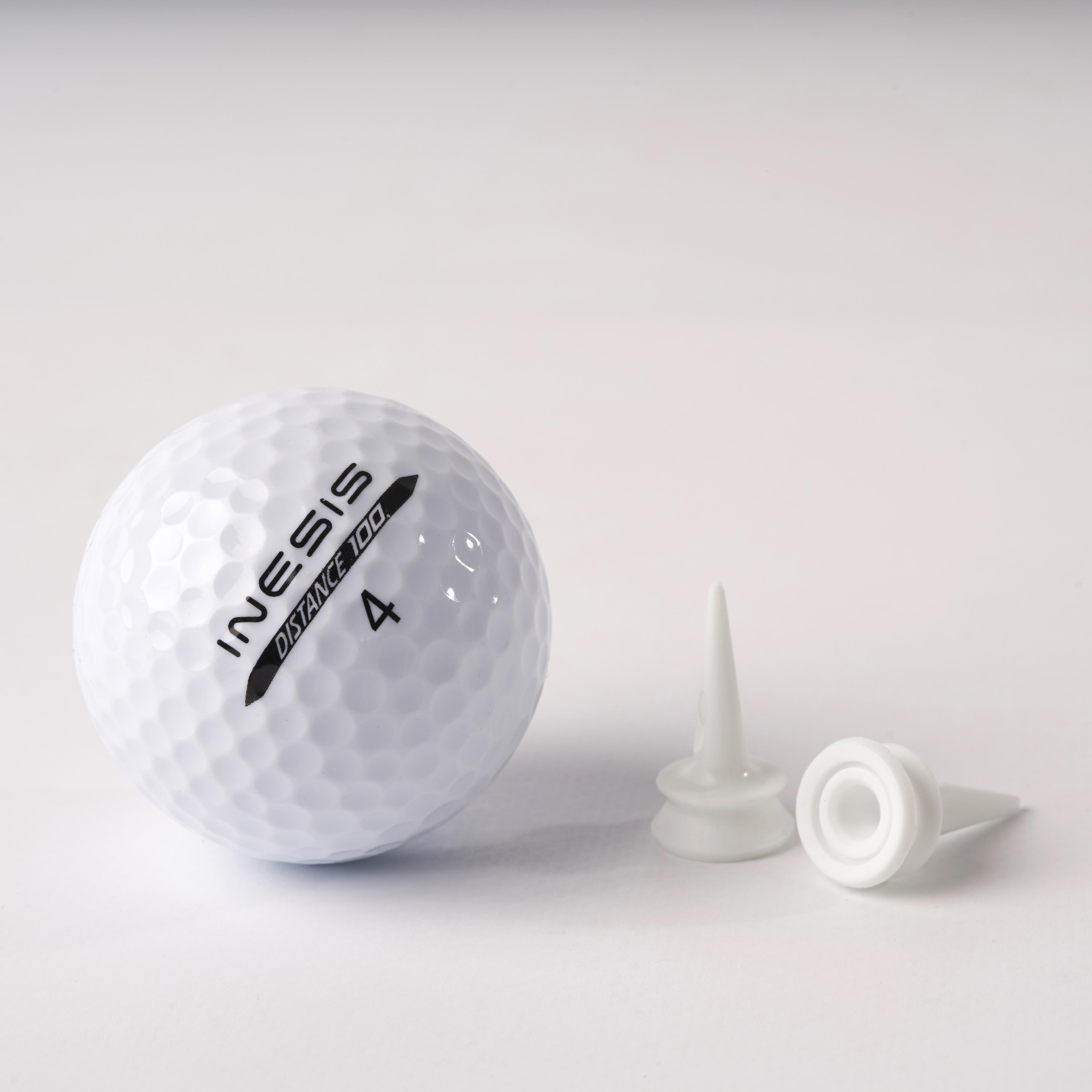 Lot de 10 tés de golf à étage en plastique de 6 mm (¼") – 100 blanc - INESIS