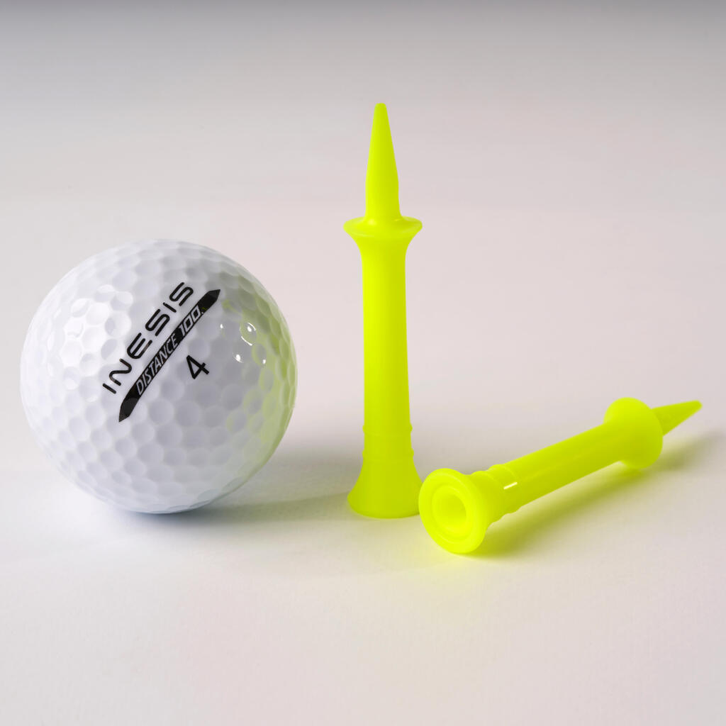 GOLF PLASTIC STEP TEES x10 46mm - INESIS 100 YELLOW