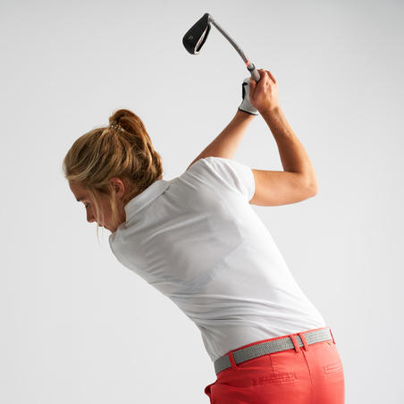 Polo De Golf Manches Courtes Femme Mw500 Blanc Decathlon