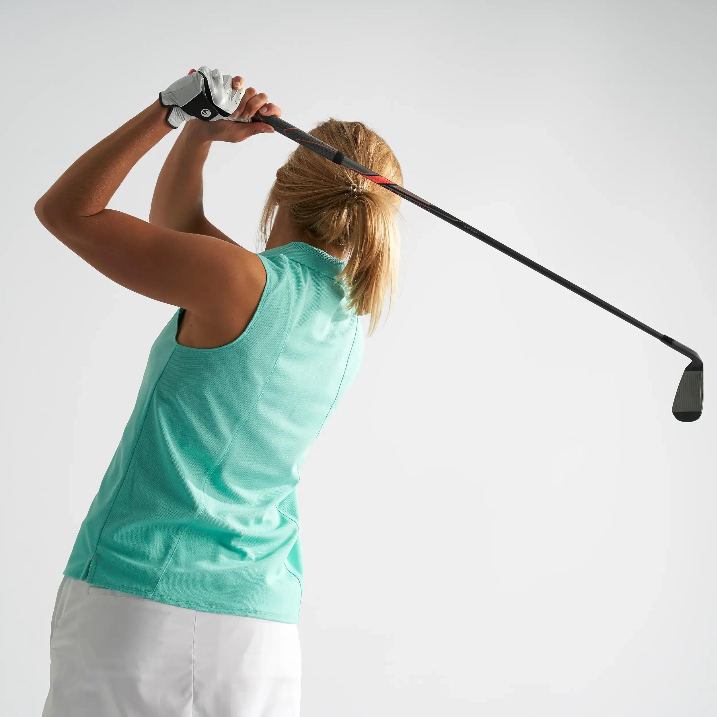 LIGHT TURQUOISE WOMEN'S WARM WEATHER SLEEVELESS GOLF POLO 6/8