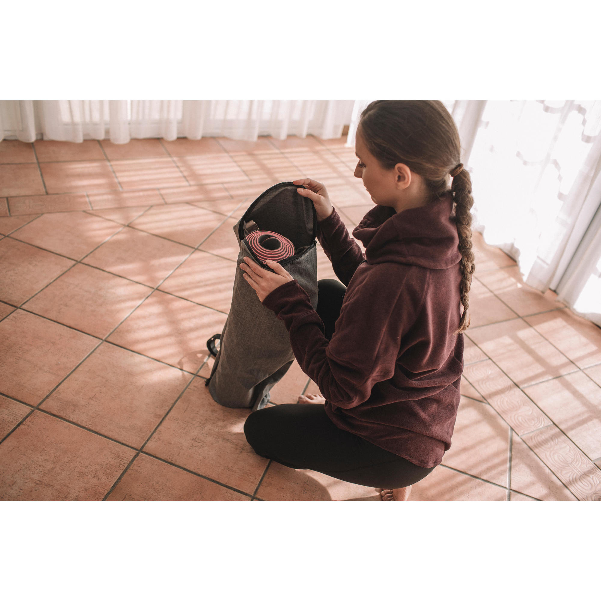 СУМКА ДЛЯ ЙОГИ СЕРАЯ С УЗОРОМ CITY KIMJALY