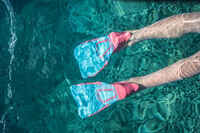 Kids' Diving Fins - FF 100 Soft Rose and Turquoise