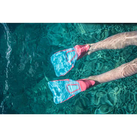 Kids' Diving Fins - FF 100 Soft Rose and Turquoise