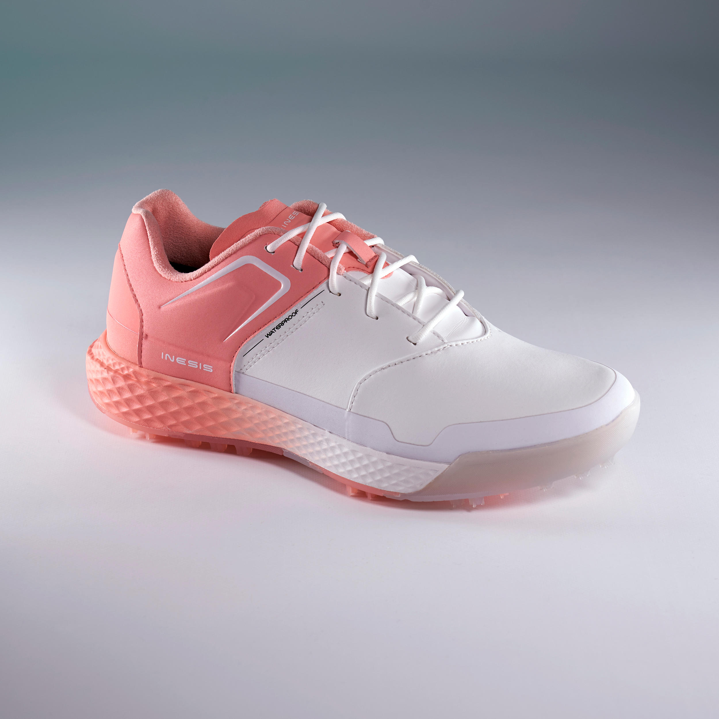 LADIES GRIP WATERPROOF GOLF SHOES WHITE AND PINK 2/13