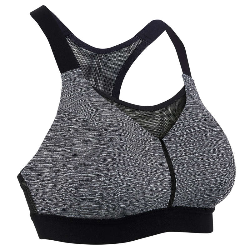 KALENJI COMFORT RUNNING SPORTS BRA MOTTLED GREY Decathlon