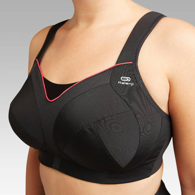 Vanila B Cup Sports Bra Interlock & Cotton Fabric (Black,Pink