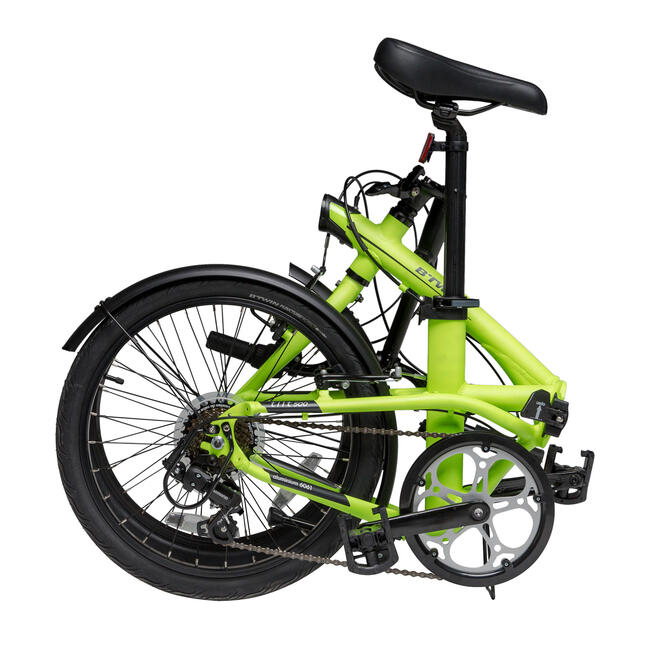 Btwin Folding Bike Tilt 500 20" Yellow Green