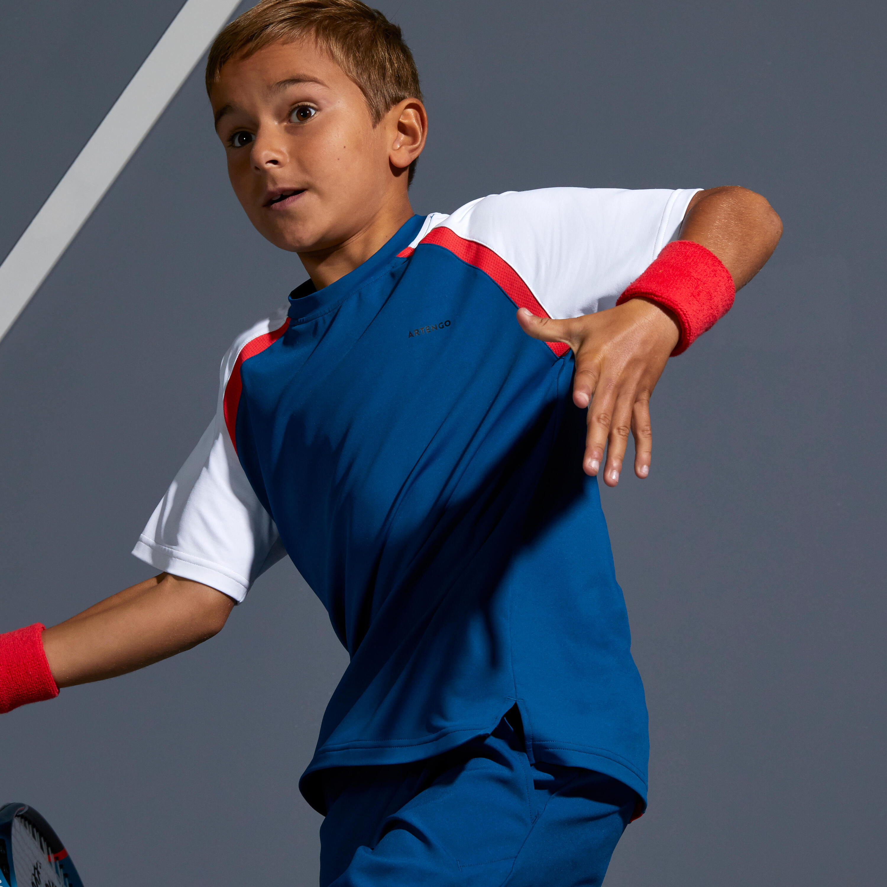 500 Kids' T-Shirt - Blue/Red 2/10