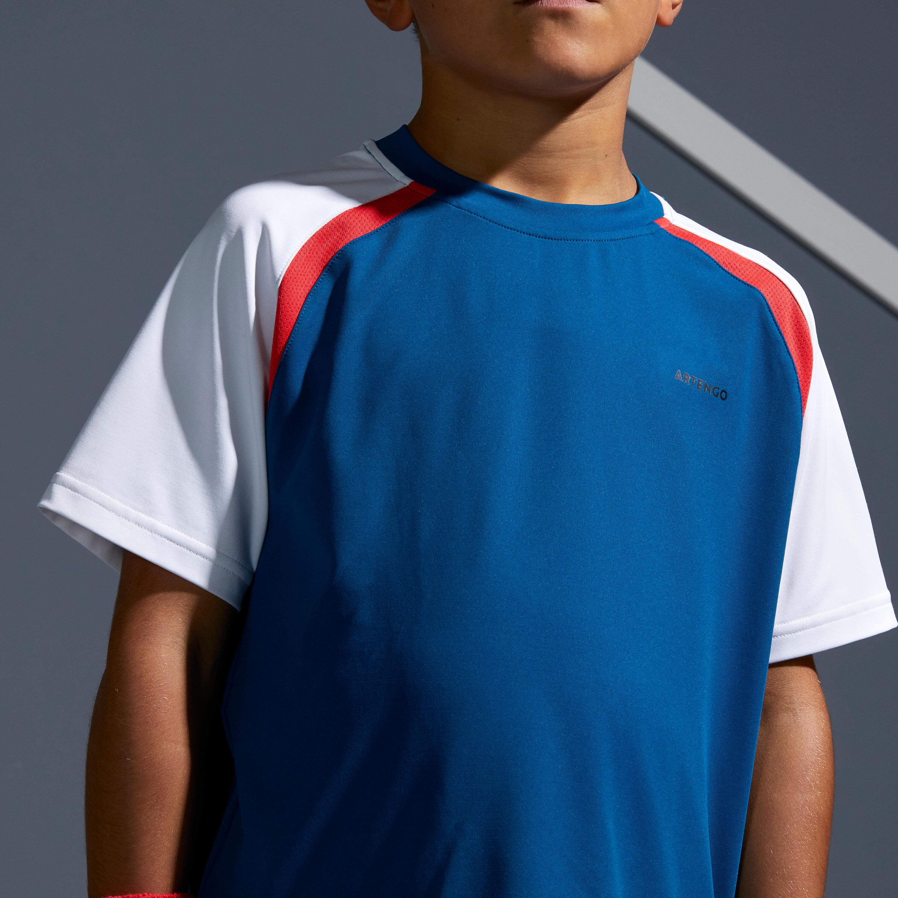 500 Kids' T-Shirt - Blue/Red 9/10
