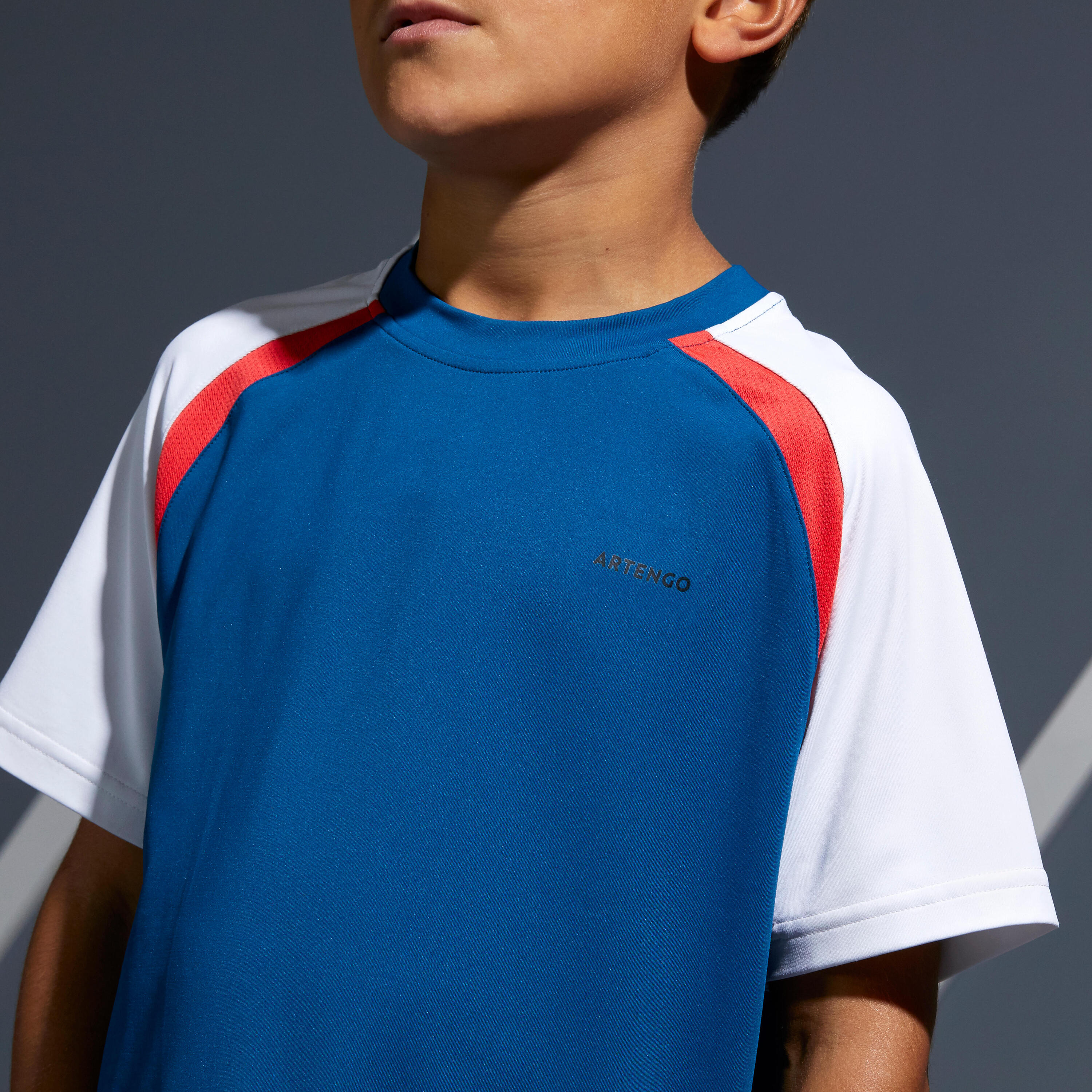 500 Kids' T-Shirt - Blue/Red 8/10
