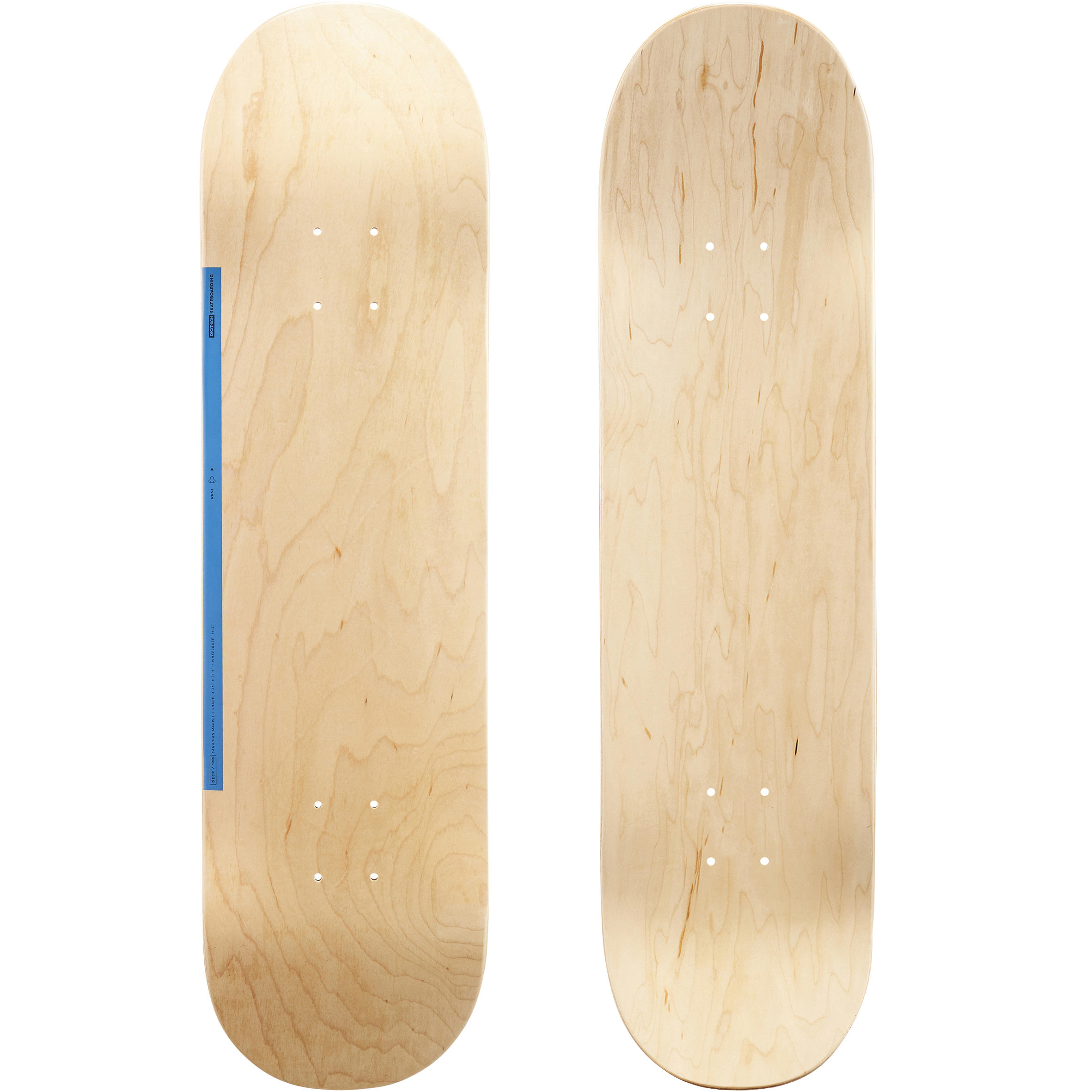 Maple Skateboard Deck DK100 8.25" - Wood/Blue 1/9