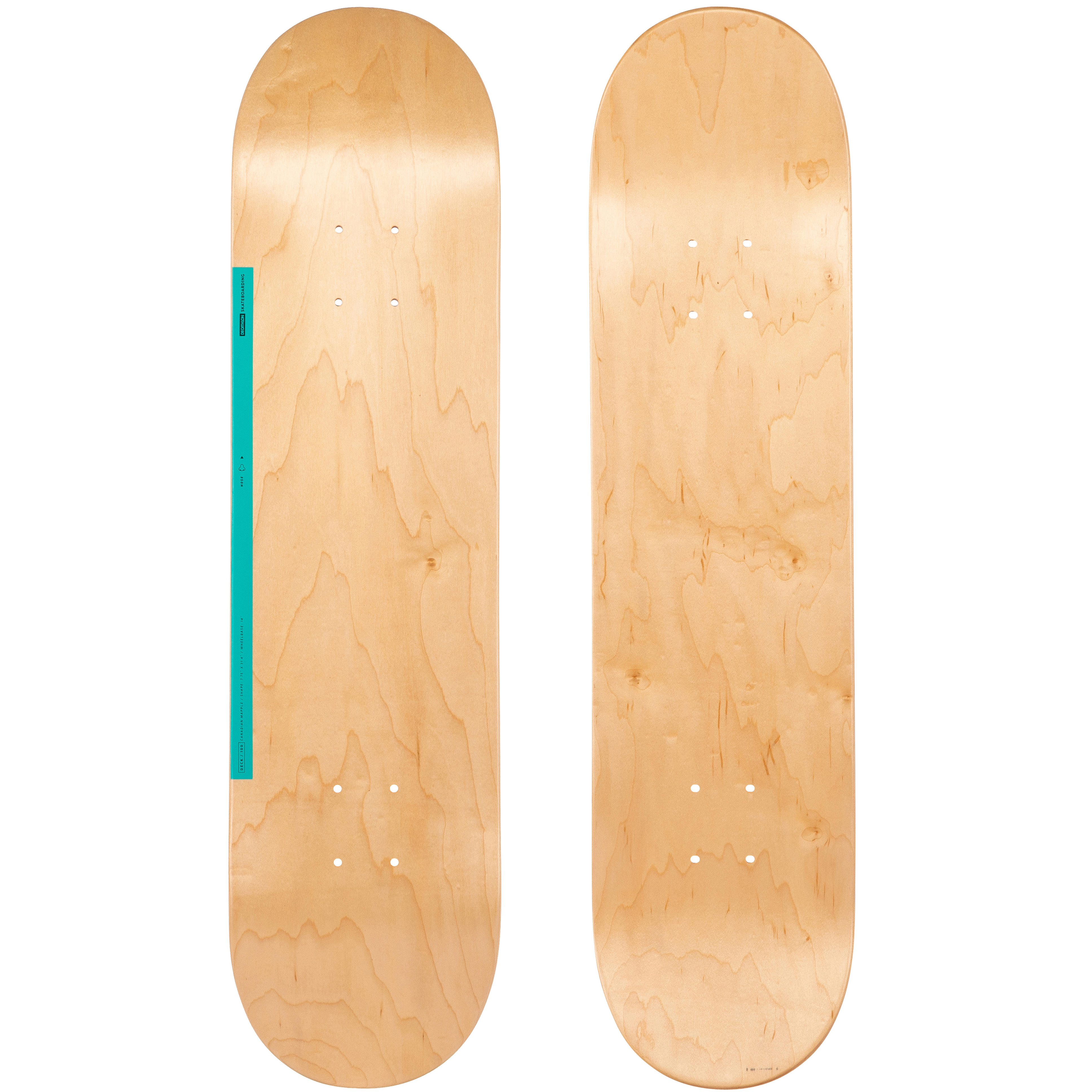 Maple Skateboard Deck DK100 7.75_QUOTE_ - Wood/Green - No Size By OXELO | Decathlon