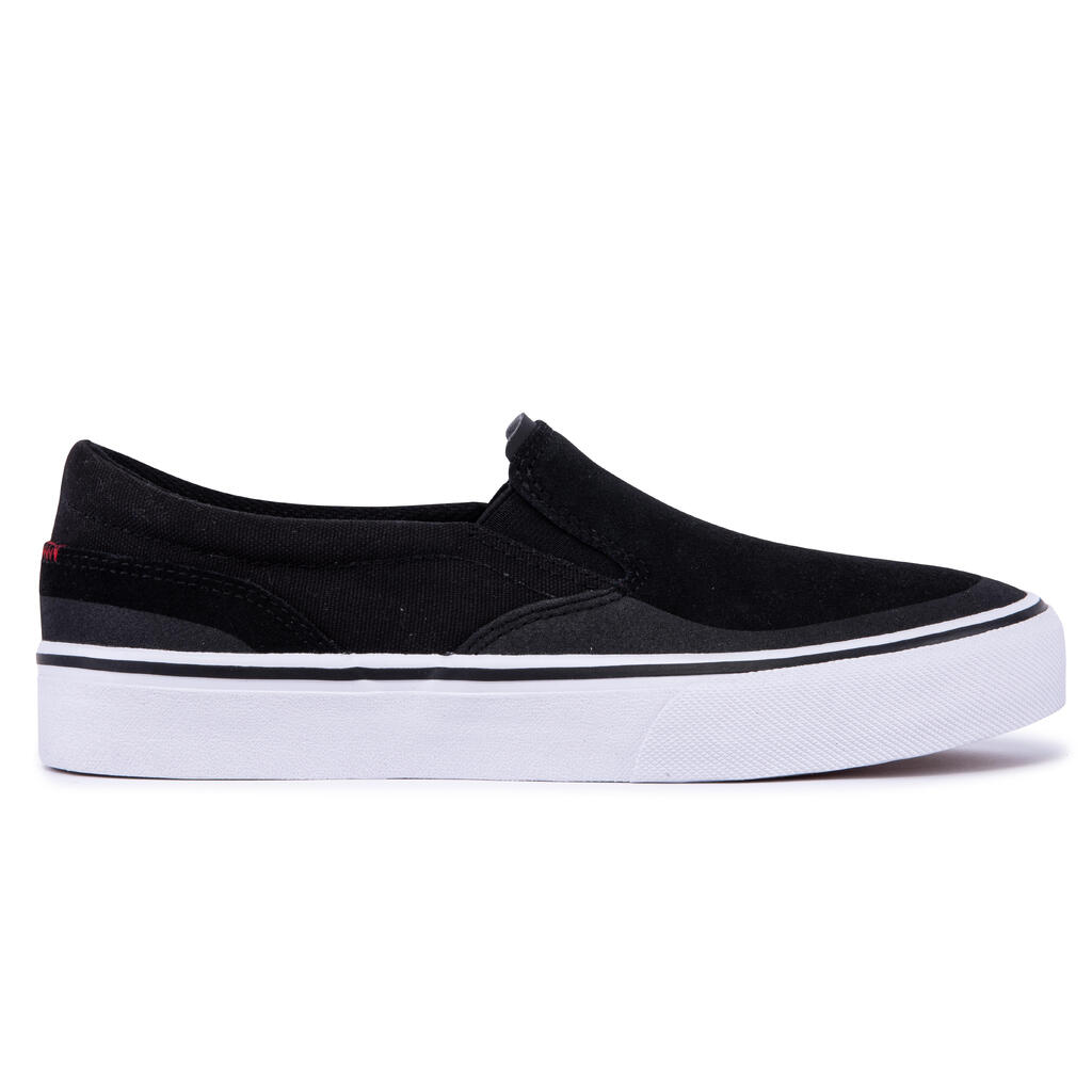 Chaussures basses Slip-On de skateboard adulte VULCA 500 noire / blanc