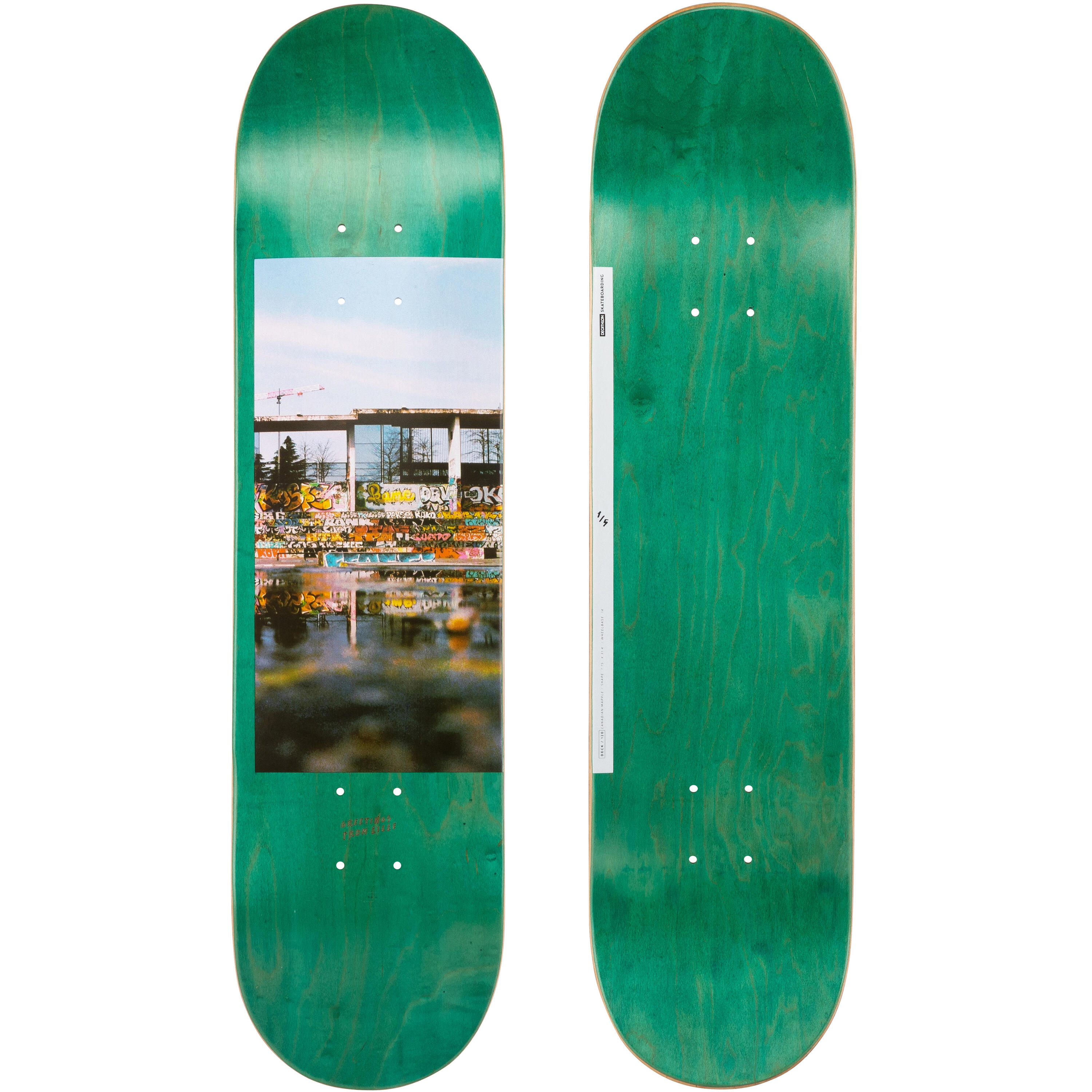 OXELO Maple Skateboard Deck Greetings DK120 7.75" - Green