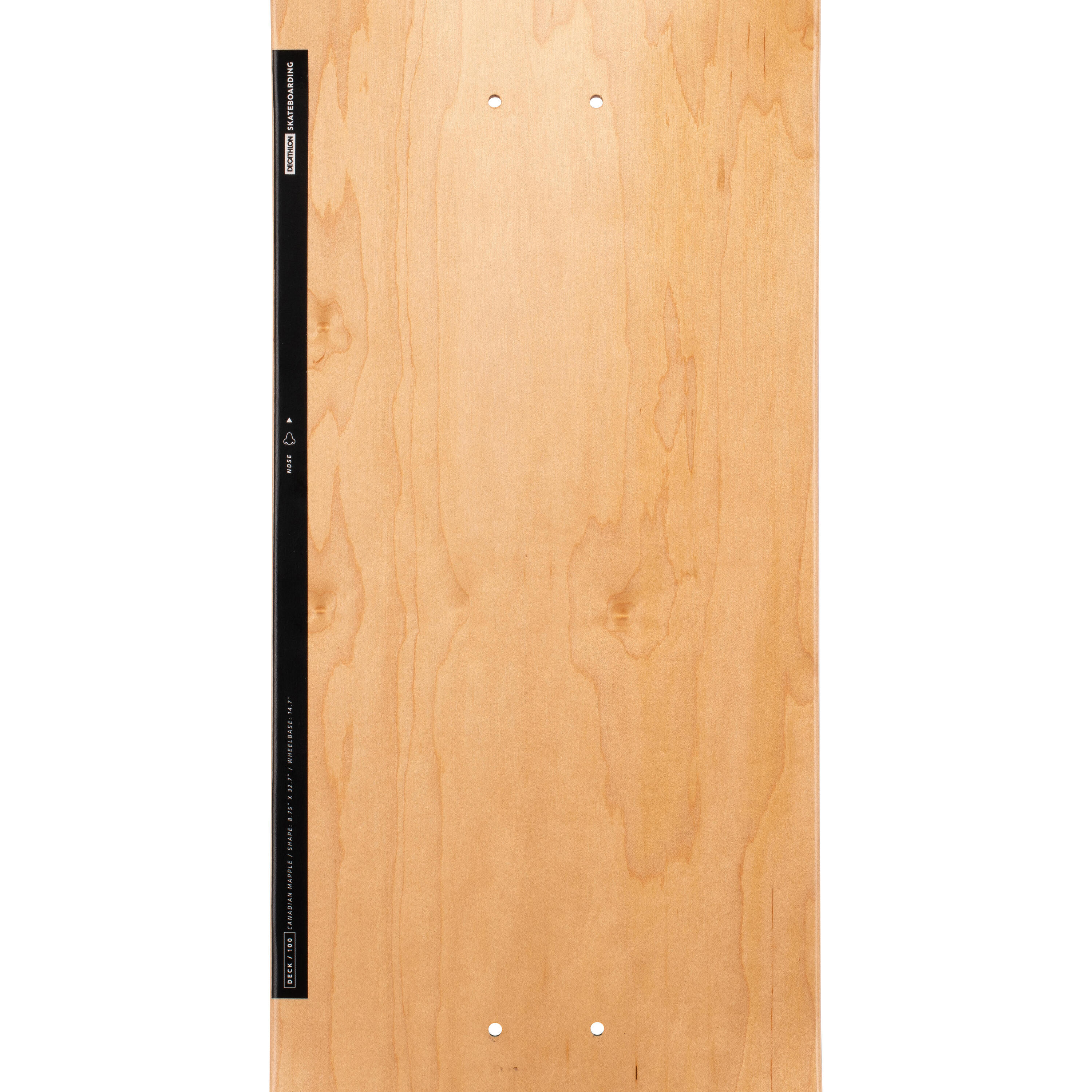 Maple Skateboard Deck DK100 8.75" - Wood/Black 3/8
