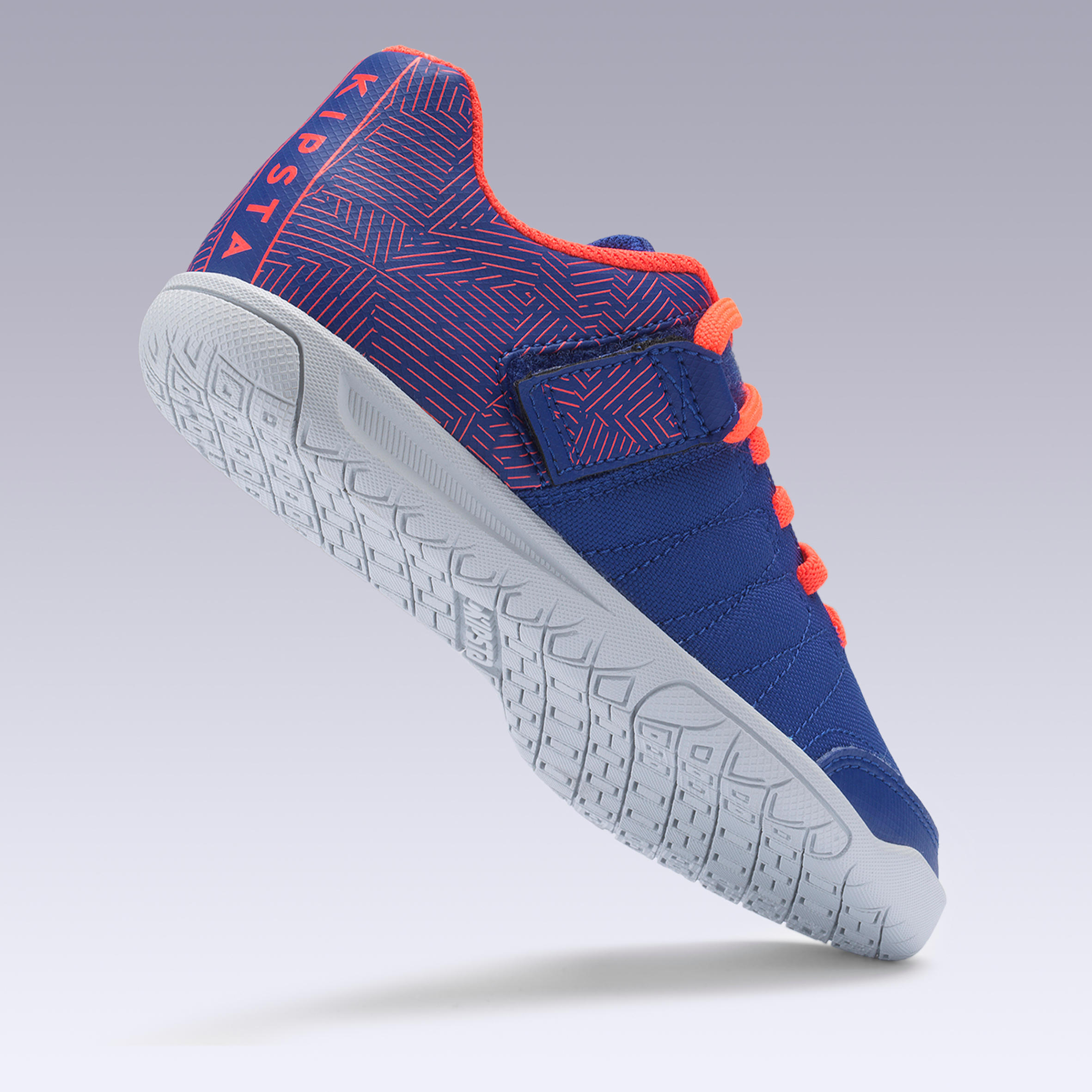 CLR 500 Kids' Rip-Tab Futsal Trainers - Blue/Orange 8/14