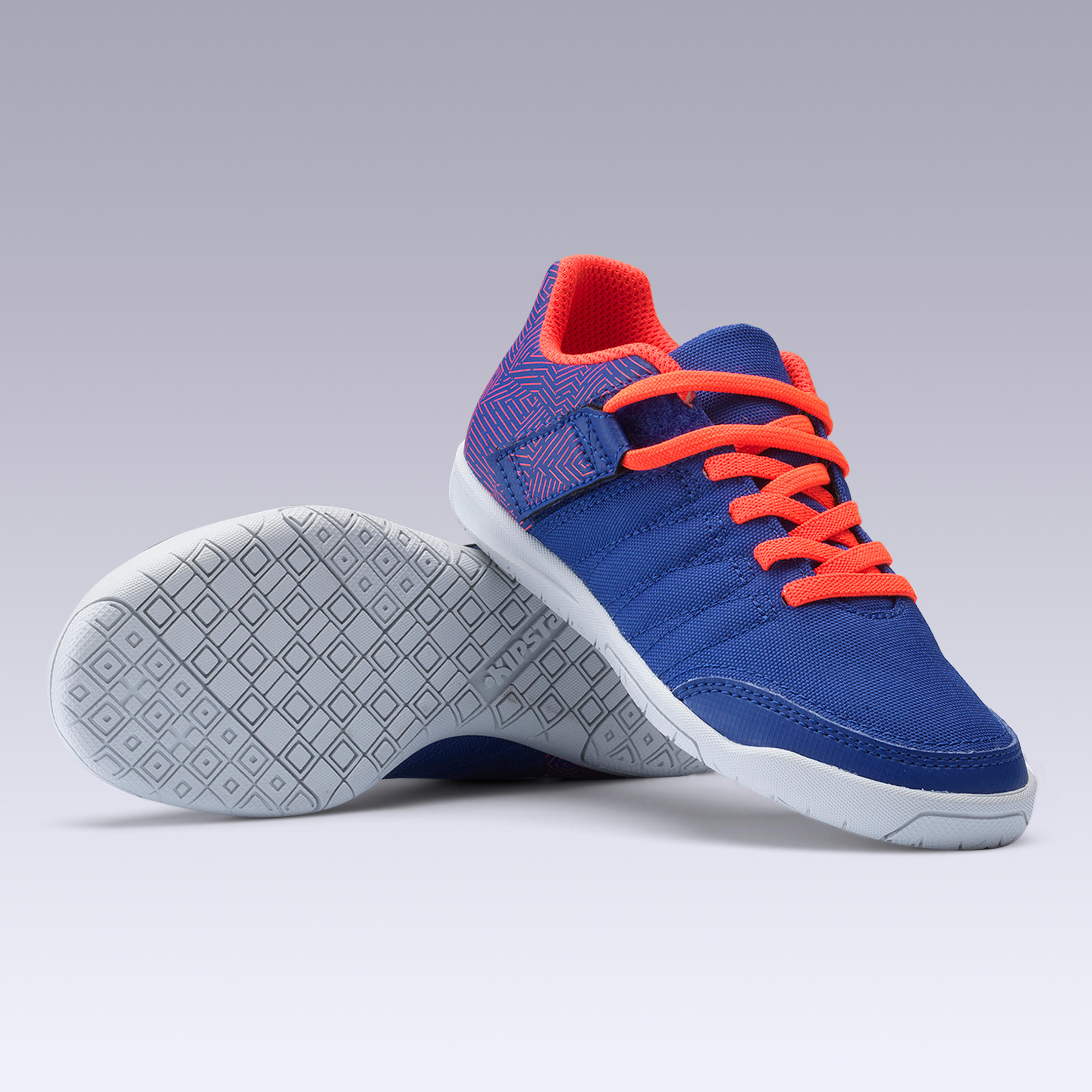 CLR 500 Kids' Rip-Tab Futsal Trainers - Blue/Orange 13/14