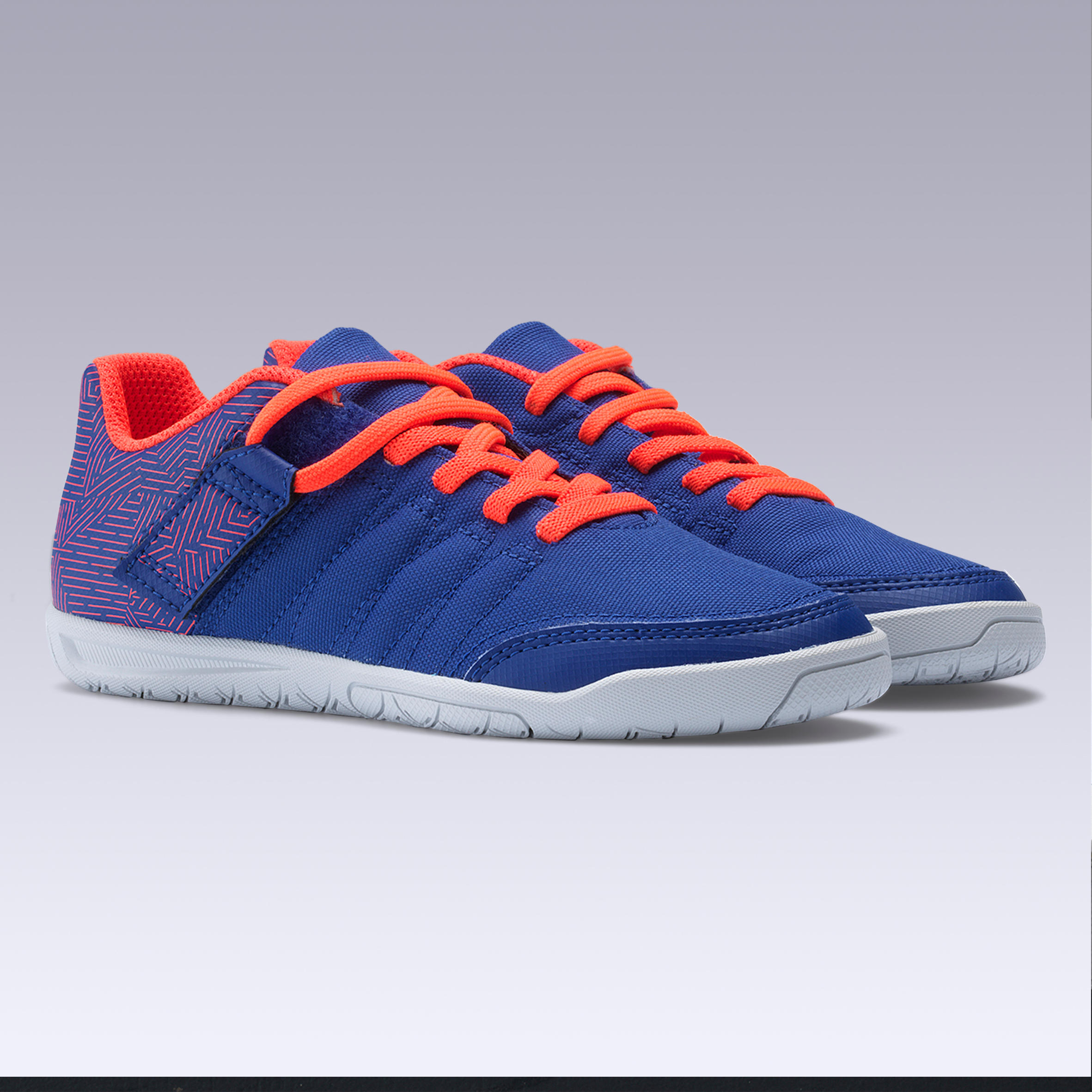 CLR 500 Kids' Rip-Tab Futsal Trainers - Blue/Orange 12/14