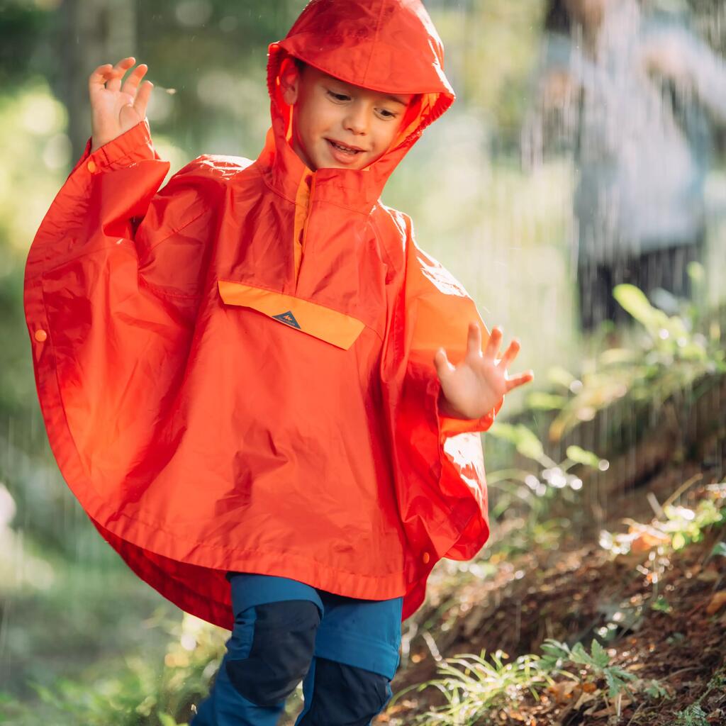 Kids’ Waterproof Hiking Poncho MH100 Pink