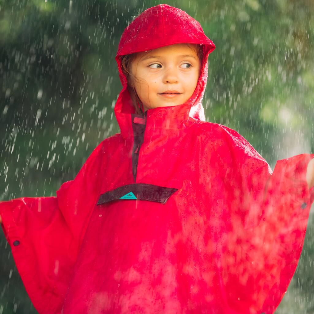 Kids’ Waterproof Hiking Poncho MH100 Pink