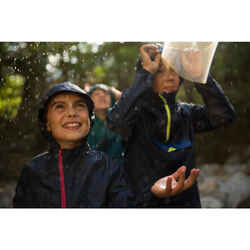 Children's hiking raincoat MH100 navy and pink ages 7-15