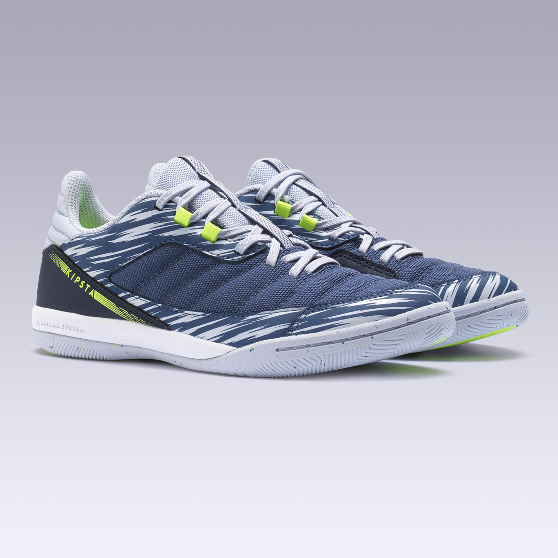 Eskudo 500 Kids' Futsal Trainers - Blue/Grey 11/12