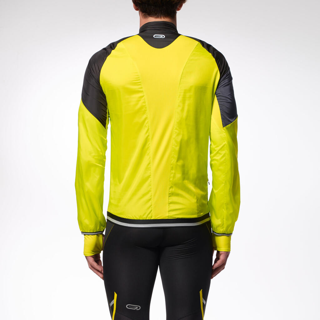 Laufshirt langarm Kiprun Evolutiv Herren schwarz/gelb