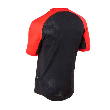 Maillot ciclismo MTB manga corta hombre Rockrider ST 500 negro y rojo