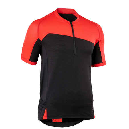 Črna in rdeča kolesarska majica s kratkimi rokavi ST 500 