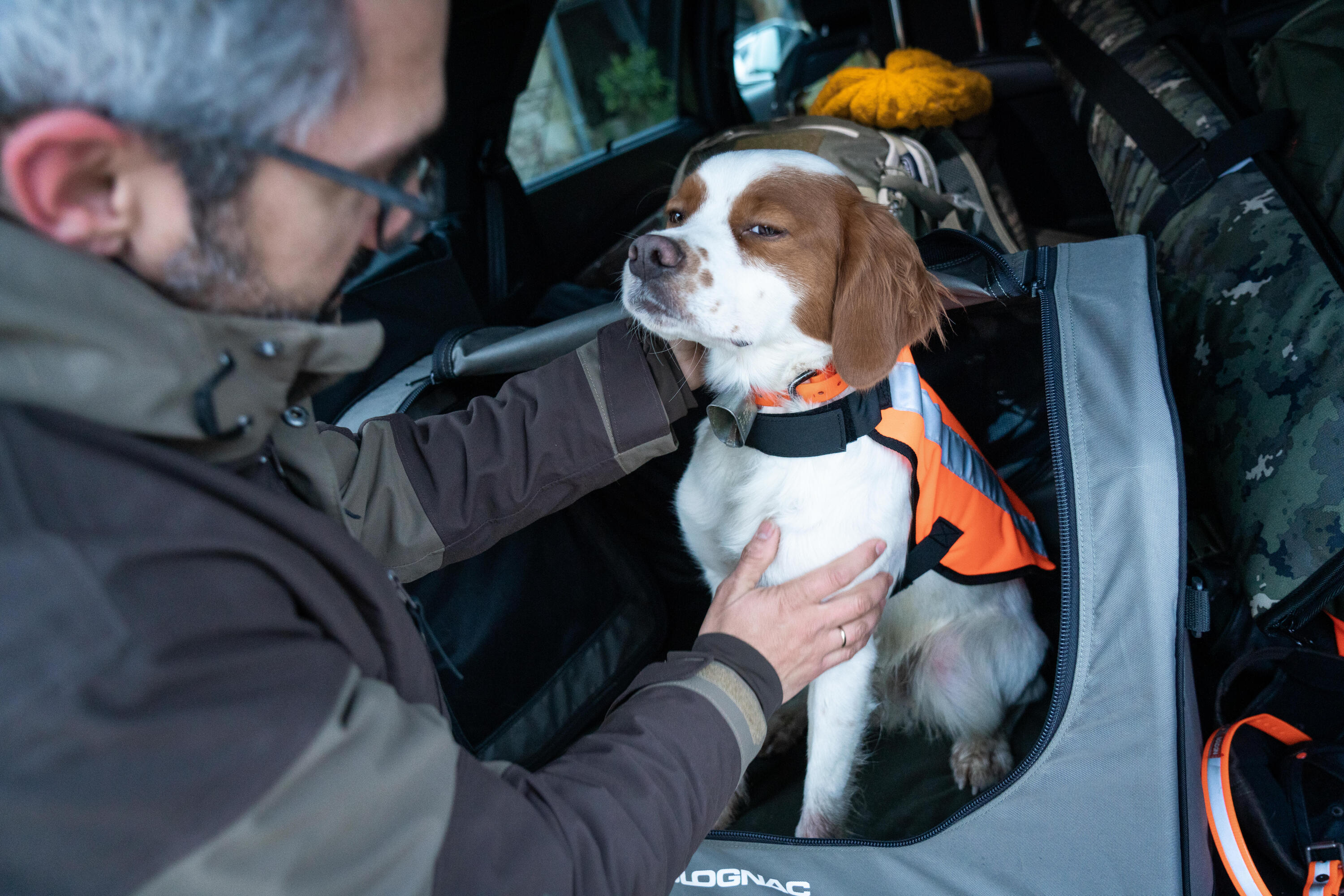 Gilet de chasse pour chien - 100 orange 12/15