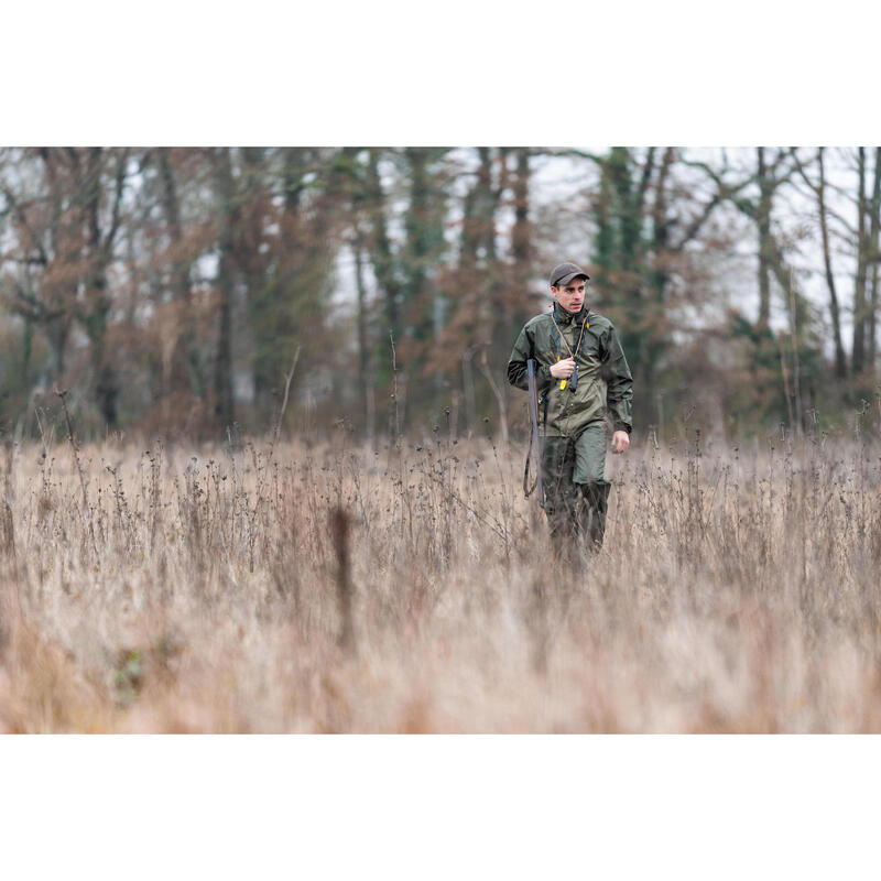 VESTE CHASSE IMPERMEABLE VERTE 100