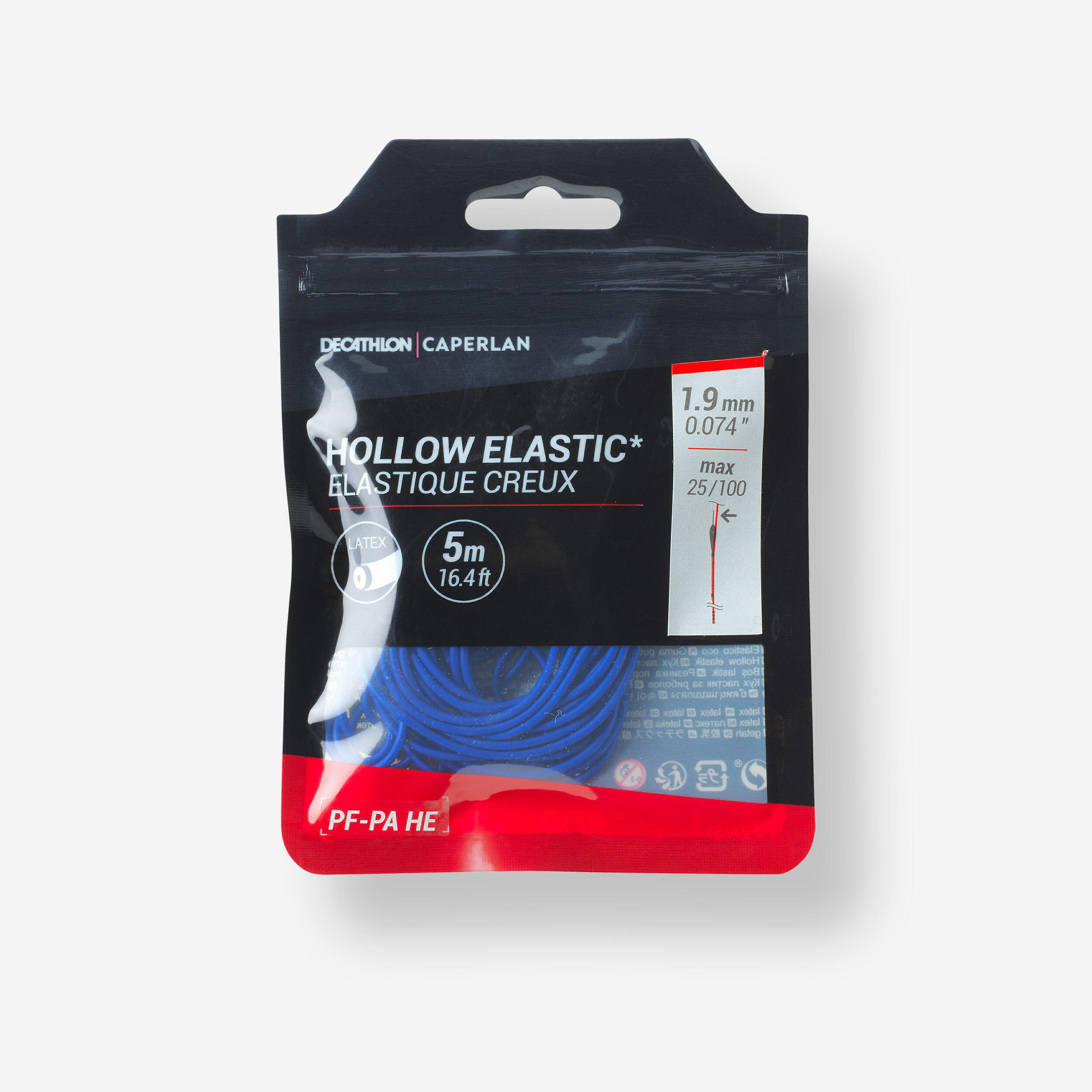 ELASTIQUE CREUX EN LATEX 1,9mm 5M PF-PA HE - Caperlan