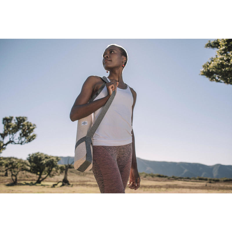 Yoga Mati Minderi Dogal Kaucuk Jut 4 Mm Bej Domyos By Decathlon